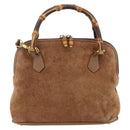 GUCCI Bamboo Hand Bag Suede 2way Brown 000 122 0290 Auth 174017-13