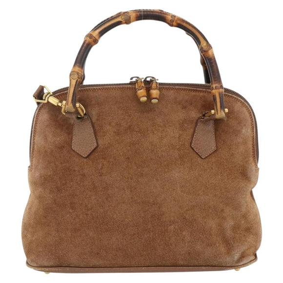 GUCCI Bamboo Hand Bag Suede 2way Brown 000 122 0290 Auth 174017