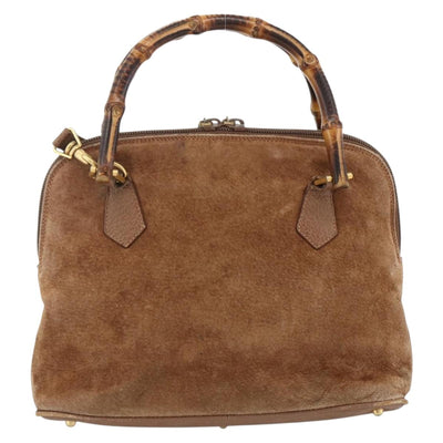 GUCCI Bamboo Hand Bag Suede 2way Brown 000 122 0290 Auth 174017 - 0