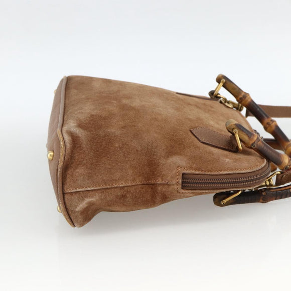 GUCCI Bamboo Hand Bag Suede 2way Brown 000 122 0290 Auth 174017