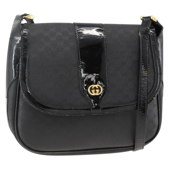 GUCCI Micro GG Supreme Shoulder Bag PVC Black Gold 001 115 4425 Auth 174021