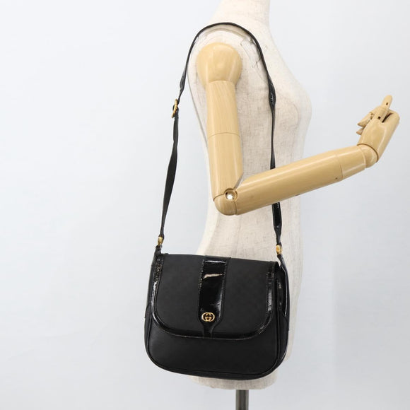 GUCCI Micro GG Supreme Shoulder Bag PVC Black Gold 001 115 4425 Auth 174021