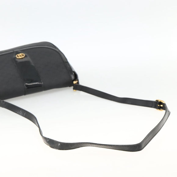 GUCCI Micro GG Supreme Shoulder Bag PVC Black Gold 001 115 4425 Auth 174021