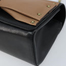 Chloe Ribbon Chain Handtas Leer Zwart Goud Auth 174022A-9