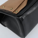 Chloe Ribbon Chain Handtas Leer Zwart Goud Auth 174022A-14
