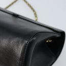 Chloe Ribbon Chain Handtas Leer Zwart Goud Auth 174022A-15