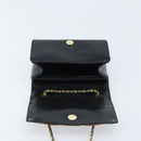 Chloe Ribbon Chain Handtas Leer Zwart Goud Auth 174022A-10