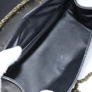 Chloe Ribbon Chain Handtas Leer Zwart Goud Auth 174022A-11