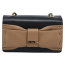 Chloe Ribbon Chain Handtas Leer Zwart Goud Auth 174022A-13