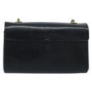 Chloe Ribbon Chain Handtas Leer Zwart Goud Auth 174022A-2