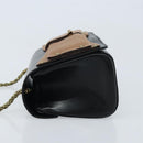 Chloe Ribbon Chain Handtas Leer Zwart Goud Auth 174022A-4