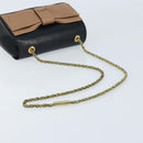 Chloe Ribbon Chain Handtas Leer Zwart Goud Auth 174022A-7