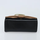 Chloe Ribbon Chain Handtas Leer Zwart Goud Auth 174022A-5