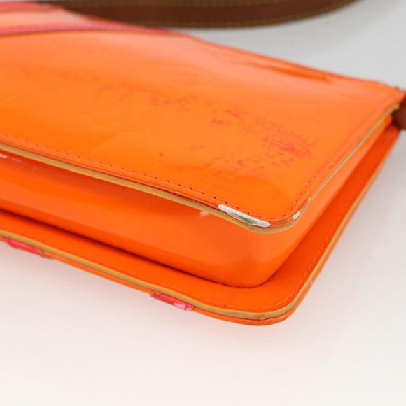 LOUIS VUITTON Monogram Vernis Fluo Lexington Pouch Orange M91908 Auth 174030