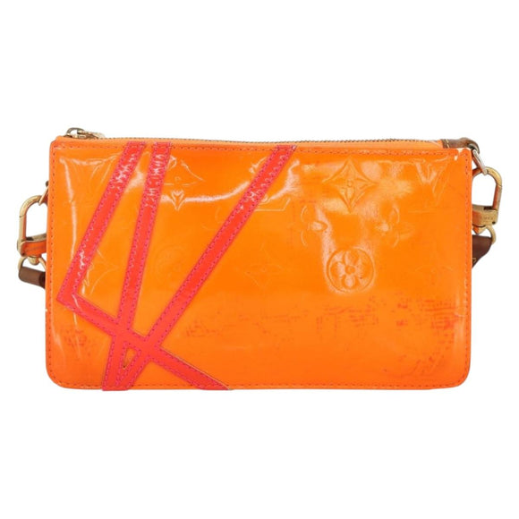 LOUIS VUITTON Monogram Vernis Fluo Lexington Pouch Orange M91908 Auth 174030