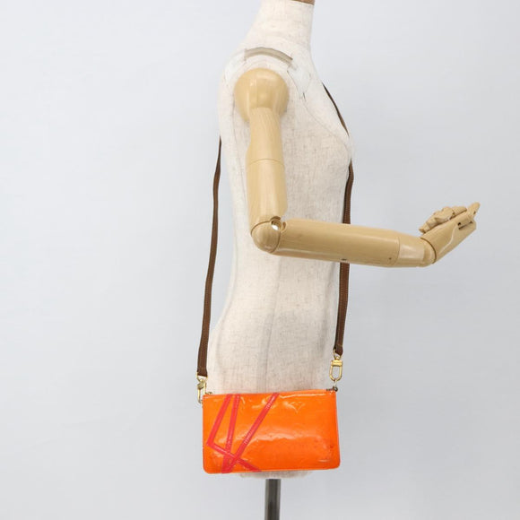 LOUIS VUITTON Monogram Vernis Fluo Lexington Pouch Orange M91908 Auth 174030