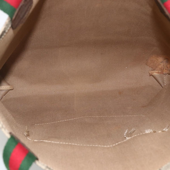 GUCCI GG Supreme Web Sherry Line Tote Bag Beige Auth 174038