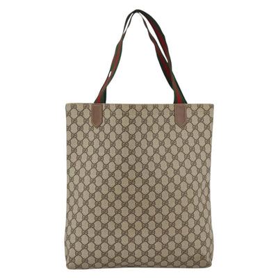 GUCCI GG Supreme Web Sherry Line Tote Bag Beige Auth 174038 - 0