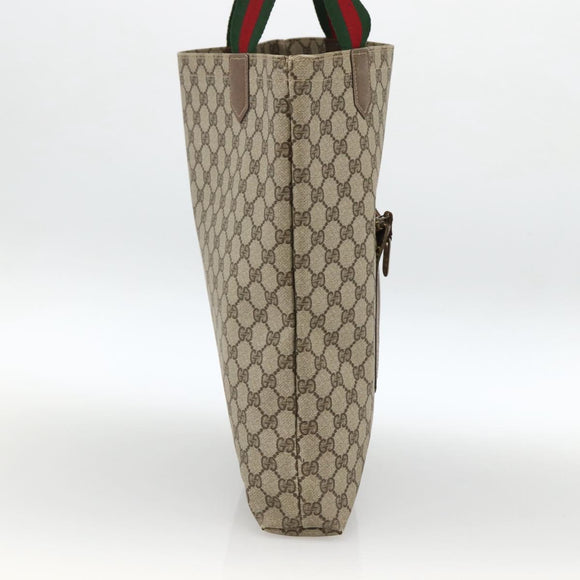 GUCCI GG Supreme Web Sherry Line Tote Bag Beige Auth 174038