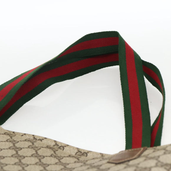 GUCCI GG Supreme Web Sherry Line Tote Bag Beige Auth 174038