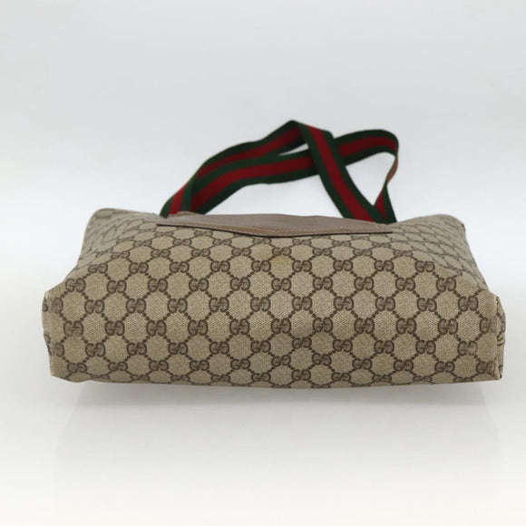 GUCCI GG Supreme Web Sherry Line Tote Bag Beige Auth 174038