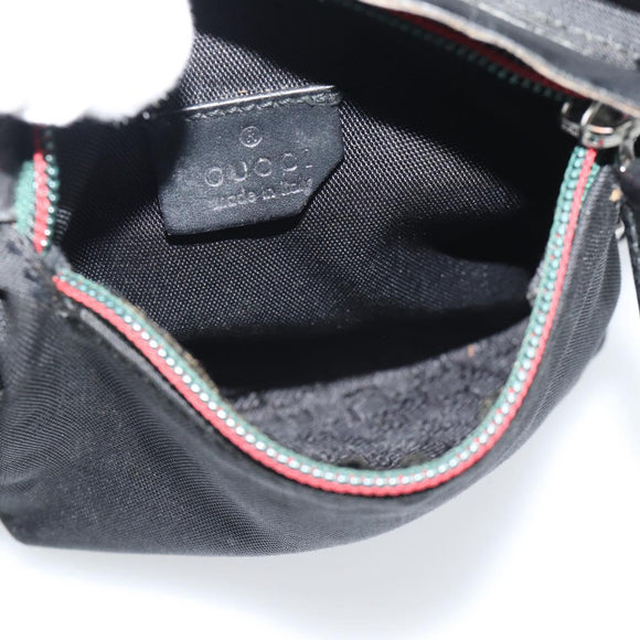 GUCCI Waist bag Nylon Black Silver 28566 Auth 174041
