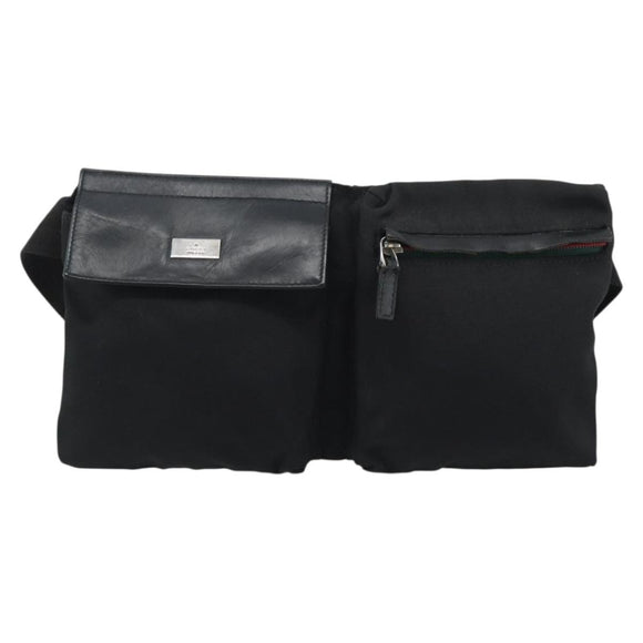 GUCCI Waist bag Nylon Black Silver 28566 Auth 174041
