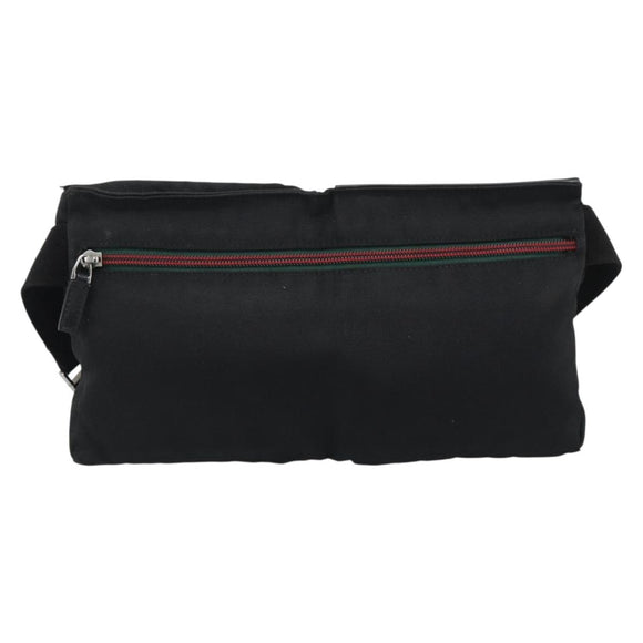GUCCI Waist bag Nylon Black Silver 28566 Auth 174041