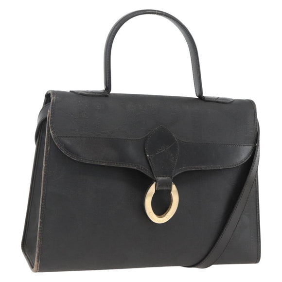Christian Dior Trotter Canvas Hand Bag PVC Leather 2way Gold Black Auth 174047