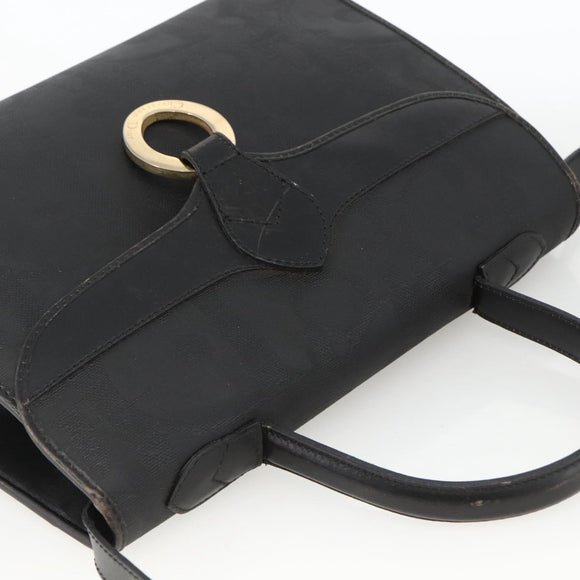 Christian Dior Trotter Canvas Hand Bag PVC Leather 2way Gold Black Auth 174047