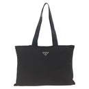 PRADA Tote Bag Nylon Black Silver Auth 174049-13
