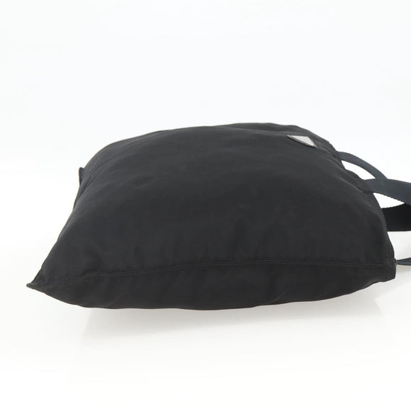 PRADA Tote Bag Nylon Black Silver Auth 174049