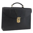 PRADA Safiano Leather Business Bag Black Gold Auth 174051-1