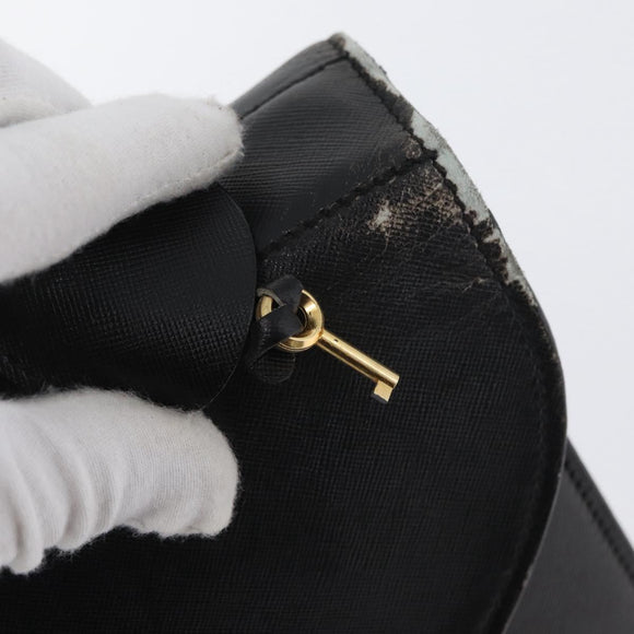 PRADA Safiano Leather Business Bag Black Gold Auth 174051