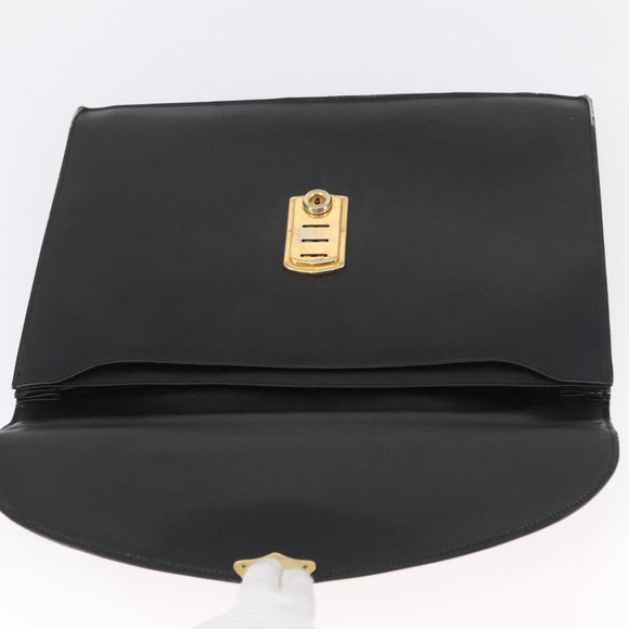 PRADA Safiano Leather Business Bag Black Gold Auth 174051