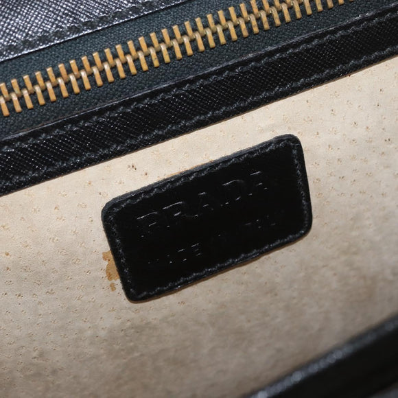 PRADA Safiano Leather Business Bag Black Gold Auth 174051