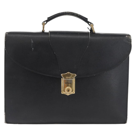 PRADA Safiano Leather Business Bag Black Gold Auth 174051