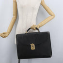 PRADA Safiano Leather Business Bag Black Gold Auth 174051-27