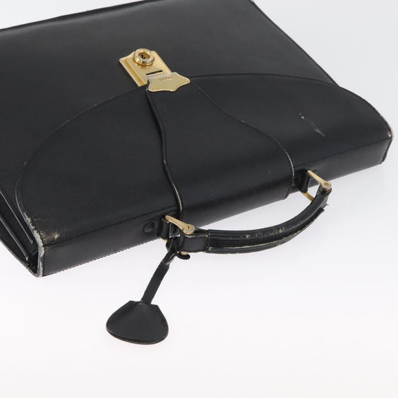 PRADA Safiano Leather Business Bag Black Gold Auth 174051