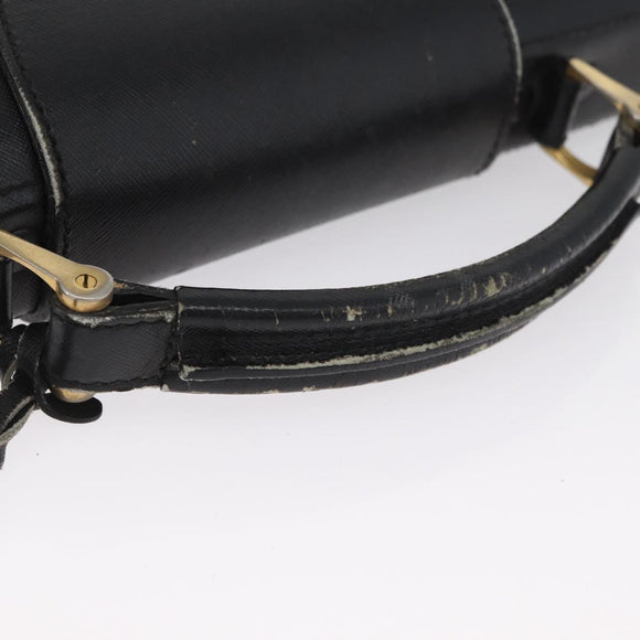 PRADA Safiano Leather Business Bag Black Gold Auth 174051