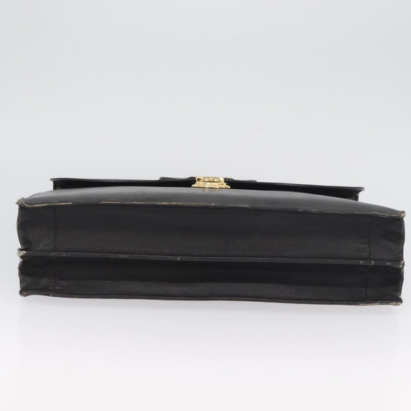 PRADA Safiano Leather Business Bag Black Gold Auth 174051