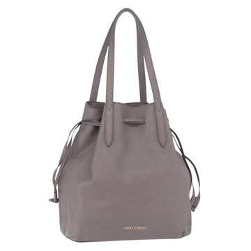 Jimmy Choo Tote Bag Leather Gray gold Auth 174059