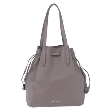 Jimmy Choo Tote Bag Leather Gray gold Auth 174059 - 0