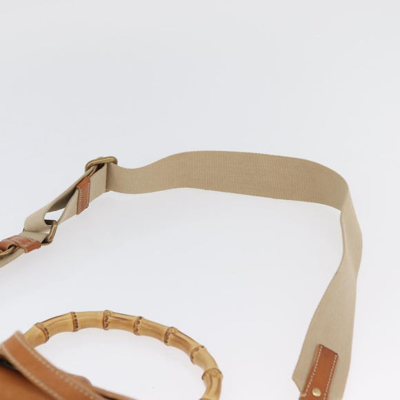 Miu Miu Bamboo Hand Bag Leather 2way Brown Gold Auth 174060A