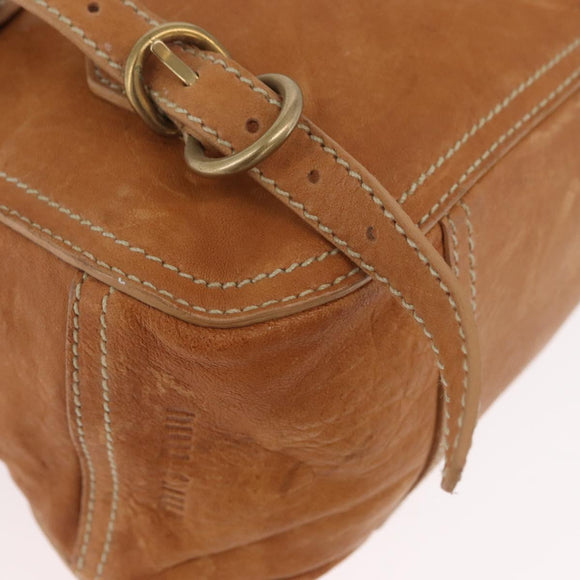 Miu Miu Bamboo Hand Bag Leather 2way Brown Gold Auth 174060A