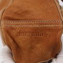 Miu Miu Bamboo Hand Bag Leather 2way Brown Gold Auth 174060A-20