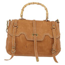 Miu Miu Bamboo Hand Bag Leather 2way Brown Gold Auth 174060A-13