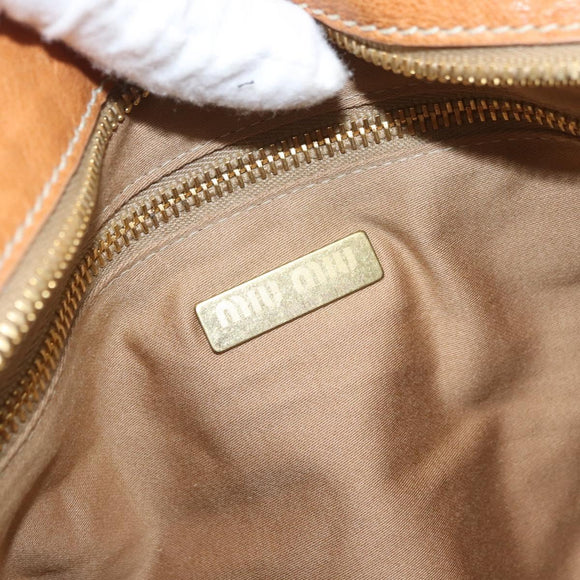 Miu Miu Bamboo Hand Bag Leather 2way Brown Gold Auth 174060A