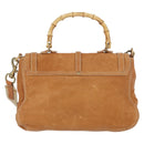 Miu Miu Bamboo Hand Bag Leather 2way Brown Gold Auth 174060A-2