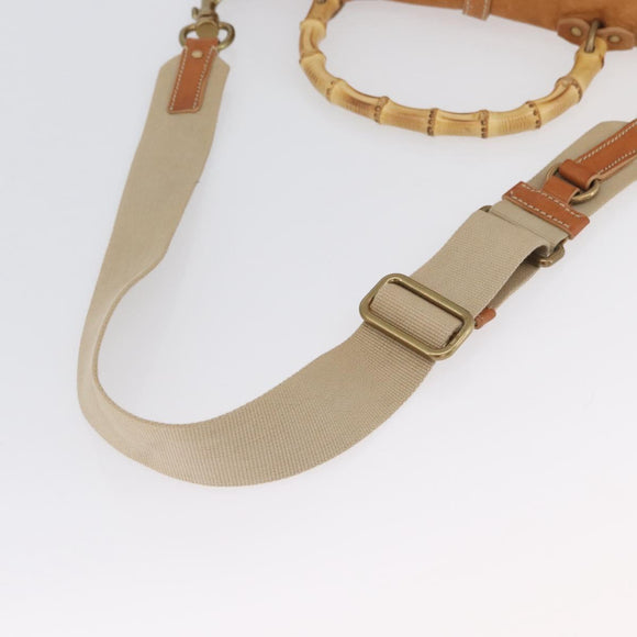 Miu Miu Bamboo Hand Bag Leather 2way Brown Gold Auth 174060A